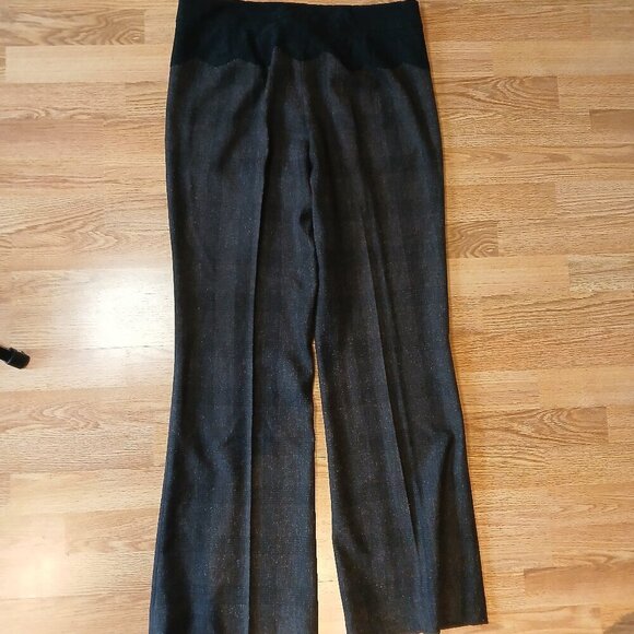 Anthropologie Elevenses The Brighton Preppy Tweed Plaid Lace Trousers Size 12 - Picture 3 of 10